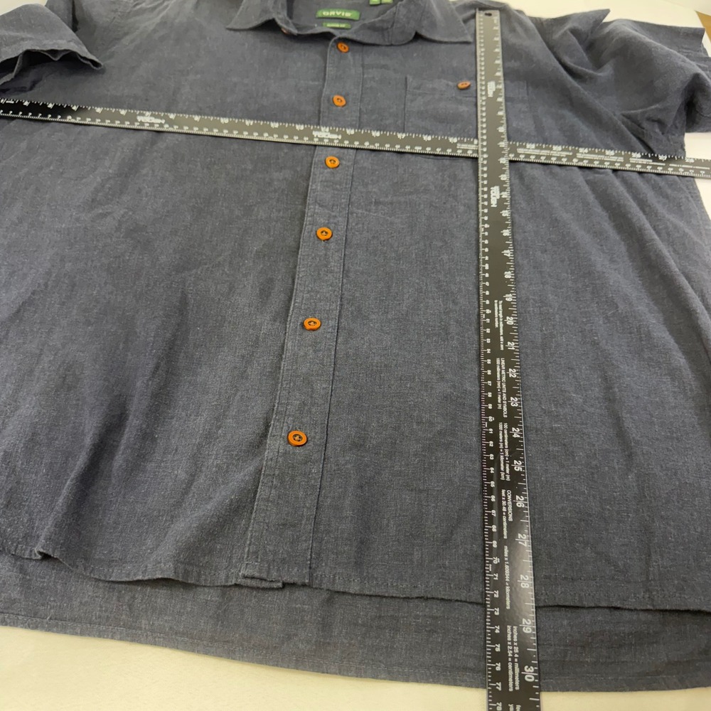 Orvis Hemp Blend Button Down Shirt Mens XL Blue Classic Fit Short Sleeve - Picture 8 of 8
